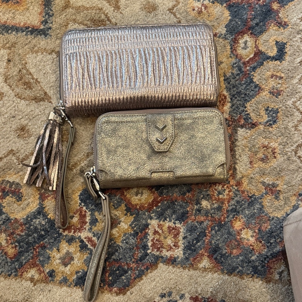 Stella and Dot SET of Metallic Rose Gold Wristlet Wallet - Women Bags